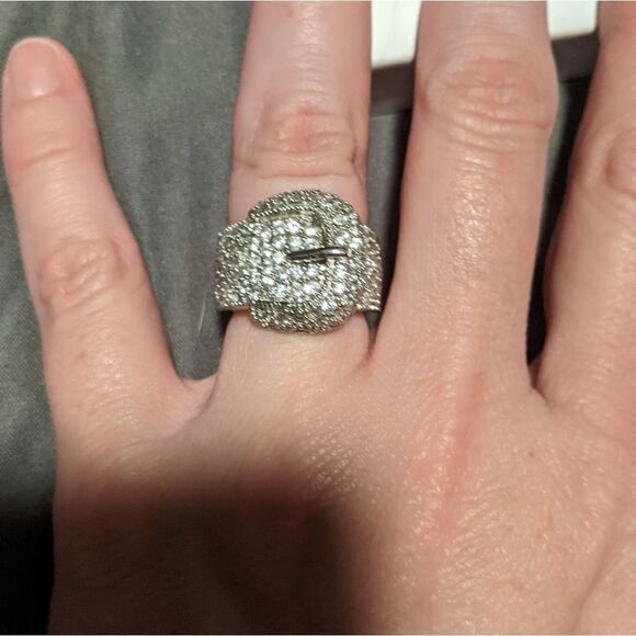 Sterling Silver CZ buckle ring - Picture 4 of 6